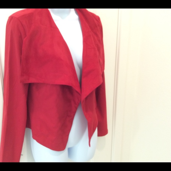 Red faux suede short jacket - Picture 3 of 5